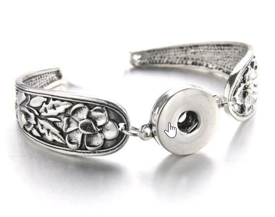 Flowers Snap Jewel Spoon Bracelet with 6 Jewels