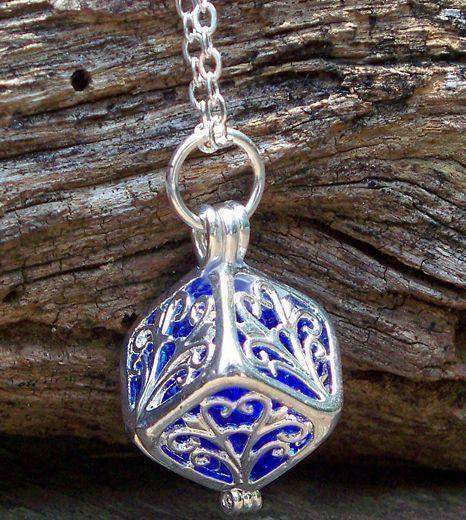 Reclaimed Glass Cobalt Silver Filigree Necklace