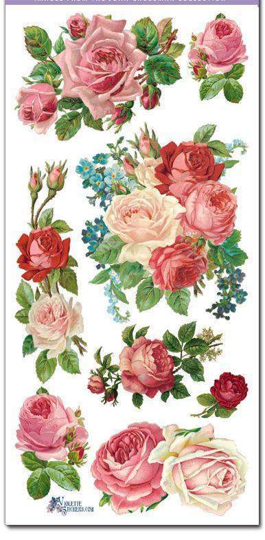 Victorian Fans Victorian 2 Sheets of Stickers – Roses And Teacups