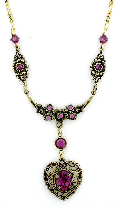 Vintage Style Austrian Crystal Chandelier Heart Necklace – Roses And ...