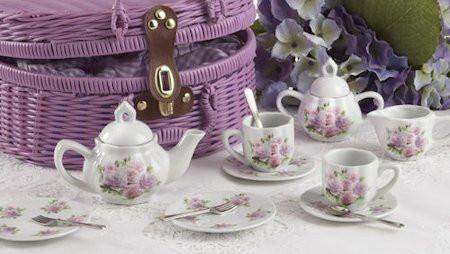 childrens tea sets in basket