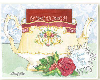 Tea Note Cards & Invitations Personalized Die Cut Custom Printed ...