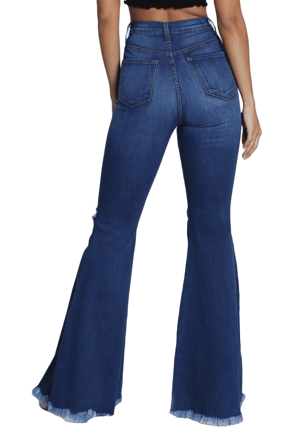 {P1755} Blue Denim Distressed Flare Leg Jeans#N#– The House of Stylez