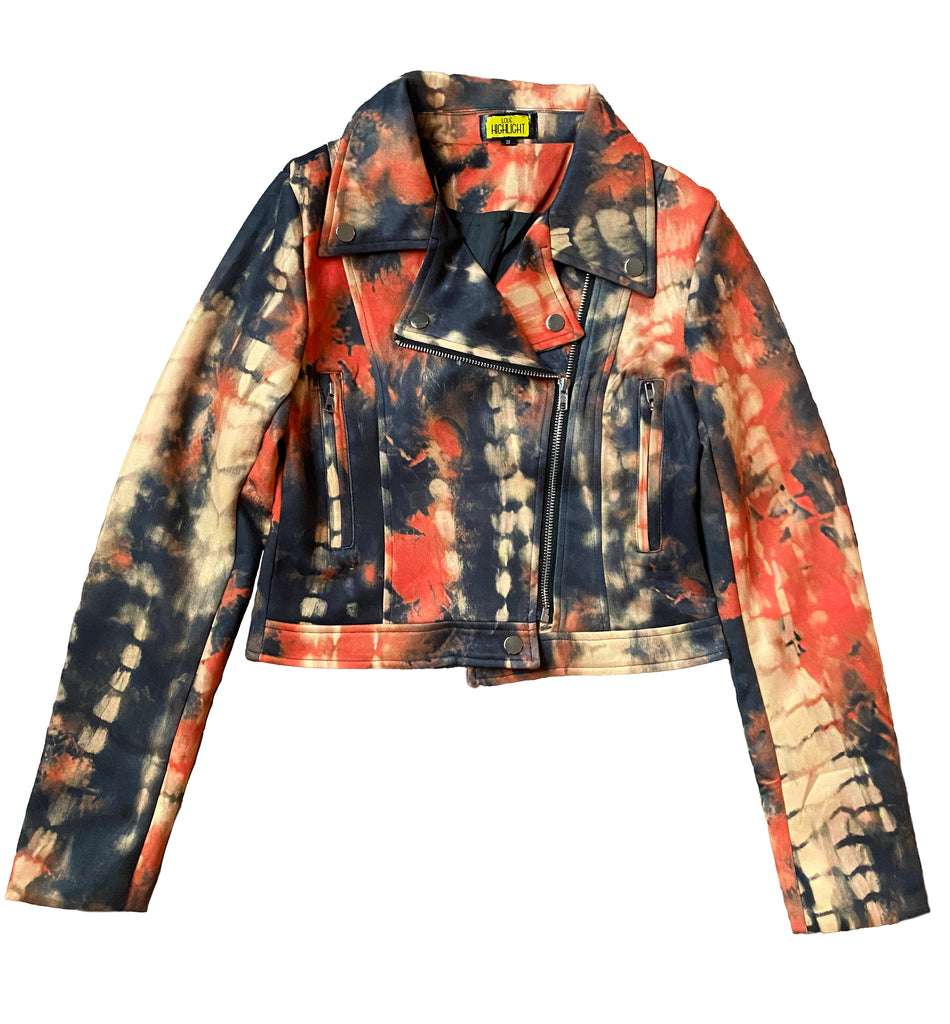 Tie Dye Ultra Suede Moto Jacket {Please read Description for sizing}