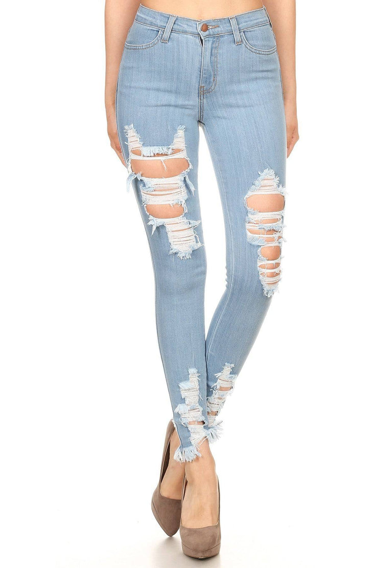 {{P1213}} Distressed Bottom Skinny Jeans {3 Colors Available} – The ...