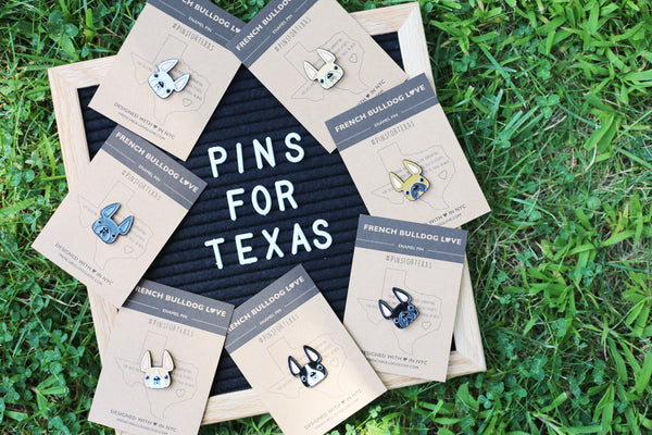 French Bulldog Pins Hurricane Harvey PinsForTexas