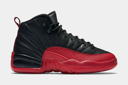 Air Jordan 12 Retro Flu Game Grade School Lifestyle Shoes (Black/Varsity Red)