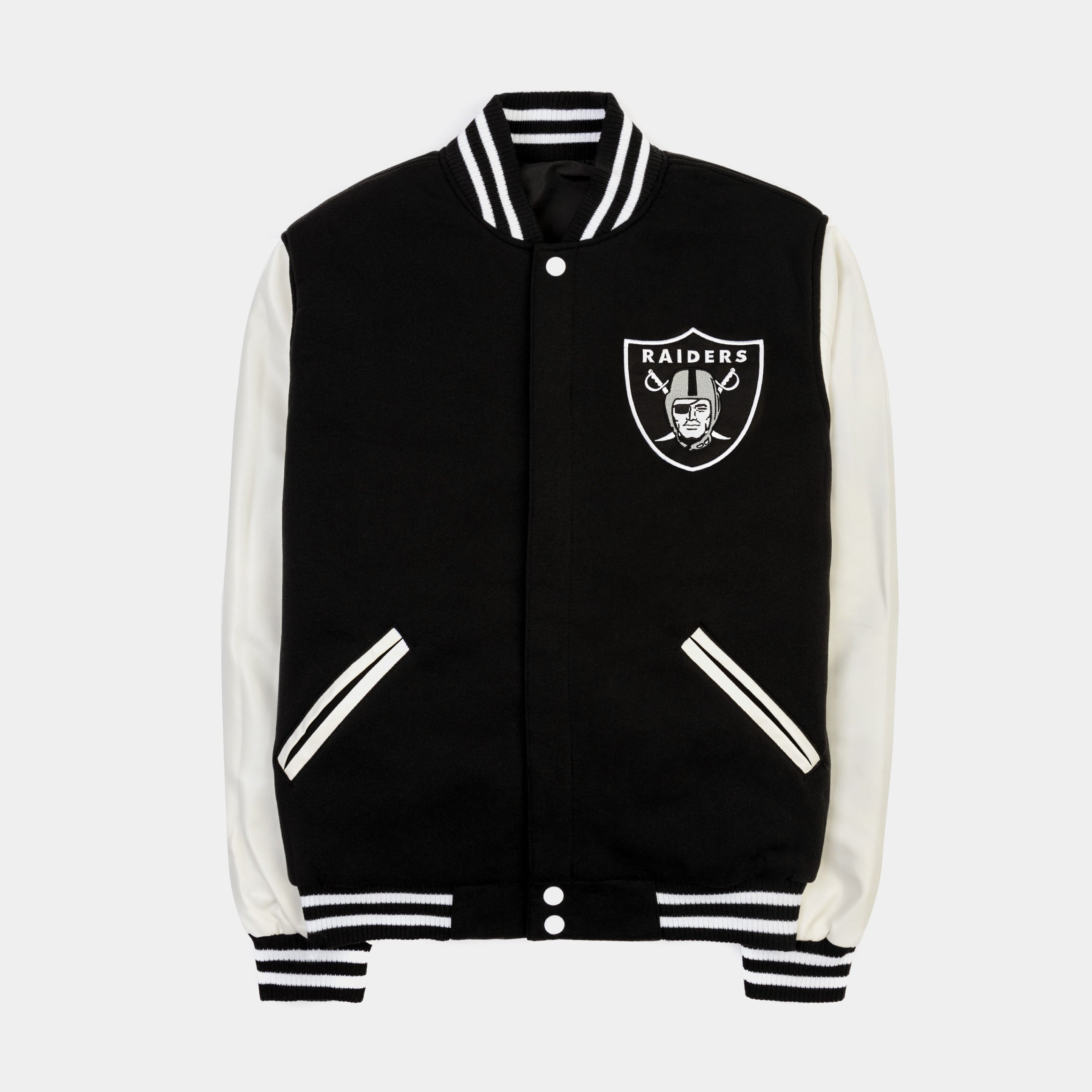 JH Distributors Los Angeles Dodgers Reversible Letterman Mens Jacket (Black/White)