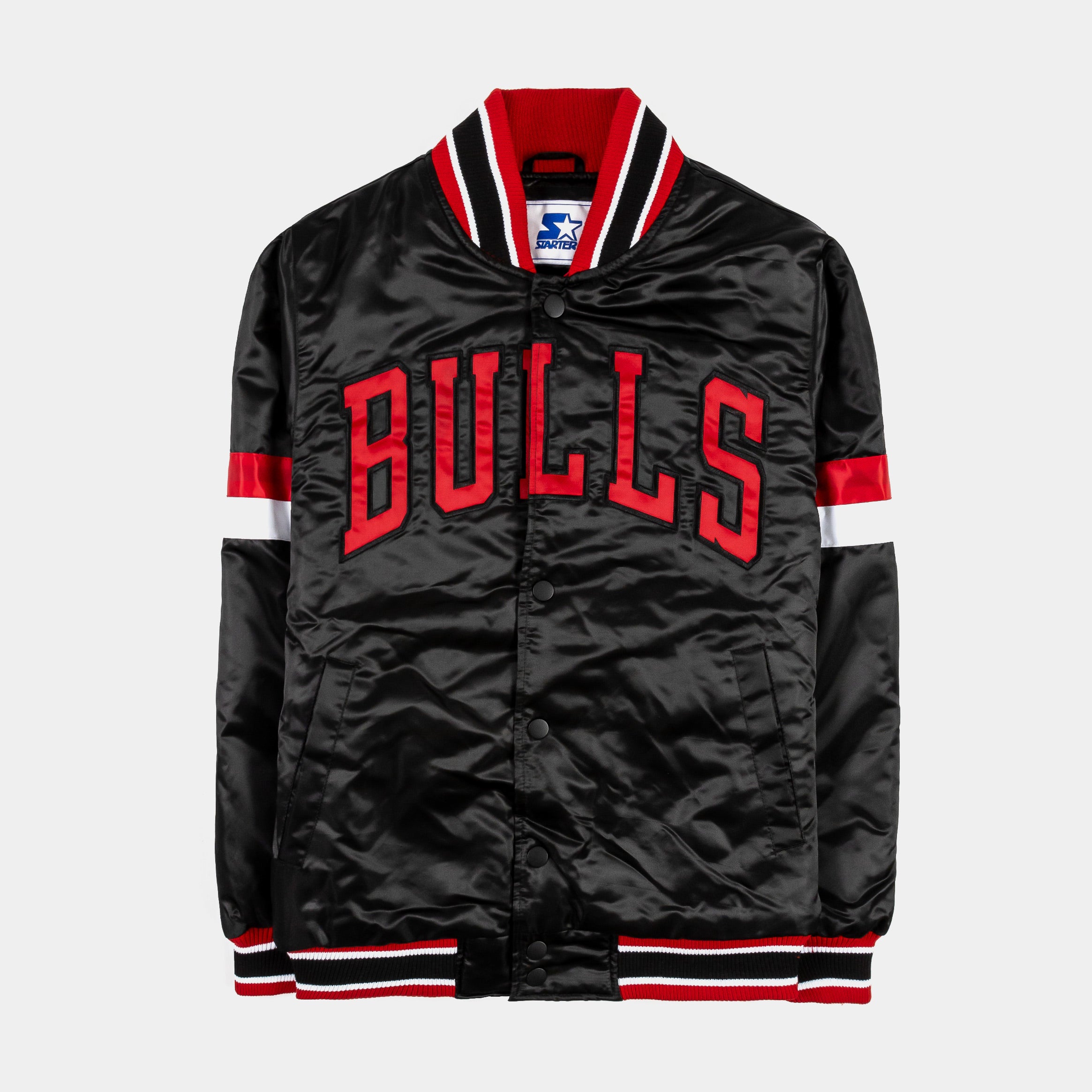 GIII/STARTER Shoe Palace Exclusive Chicago Bulls Varsity Mens Jacket (Black/Red)