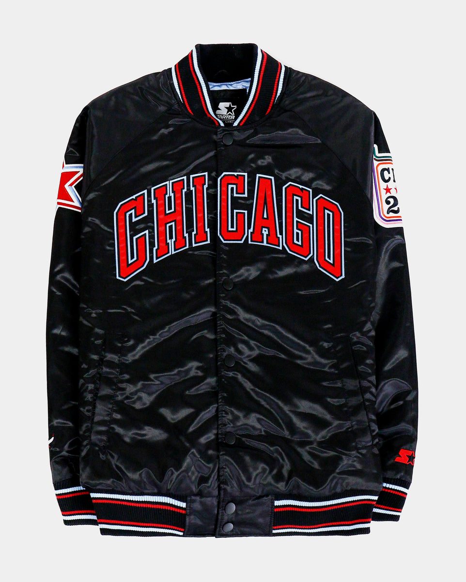 Starter Chicago Bulls Letterman Jacket Mens Jacket Black Red LS93B782 ...