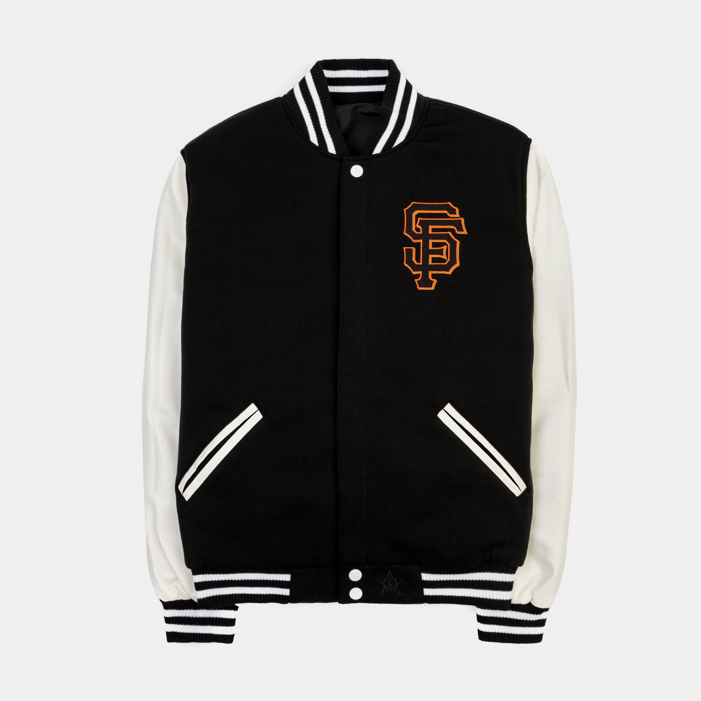 JH Distributors San Francisco Giants Reversible Letterman Mens Jacket (Black/White)