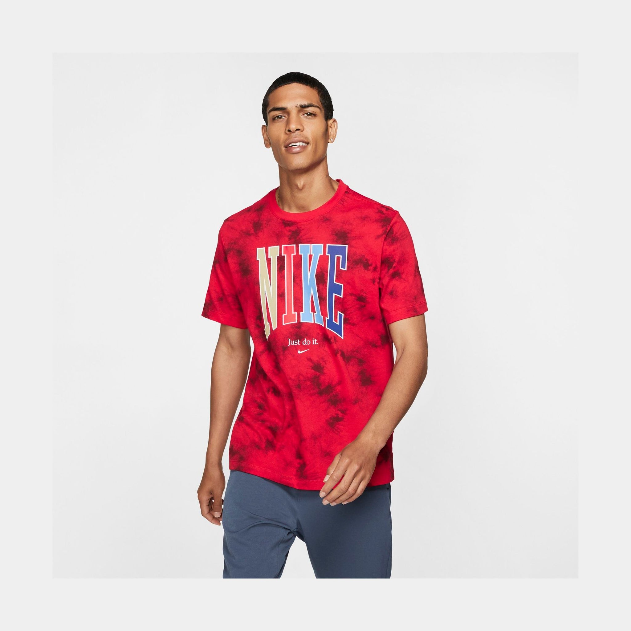 red tie dye nike shirt