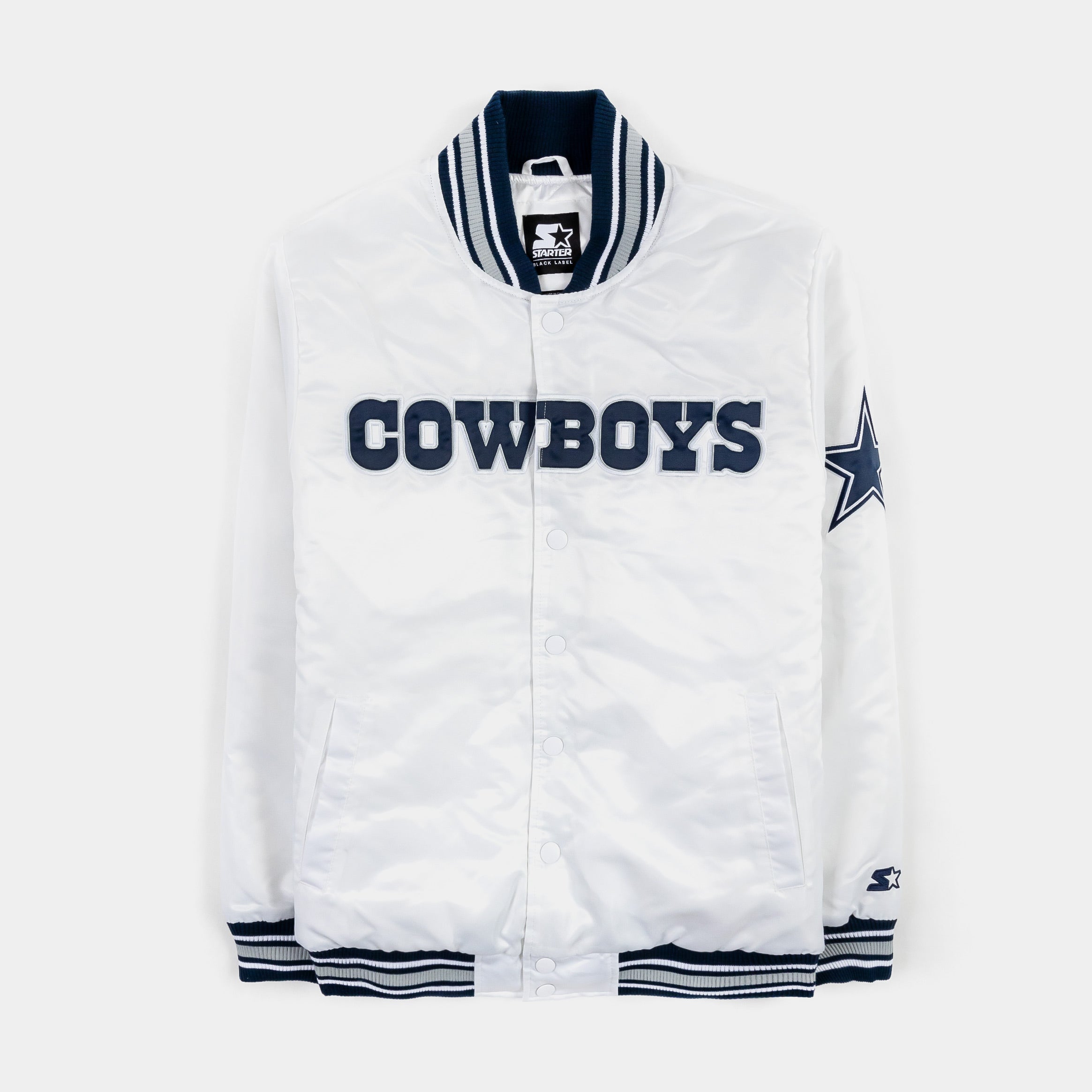 Starter Dallas Cowboys Classic Satin Mens Jacket White Blue