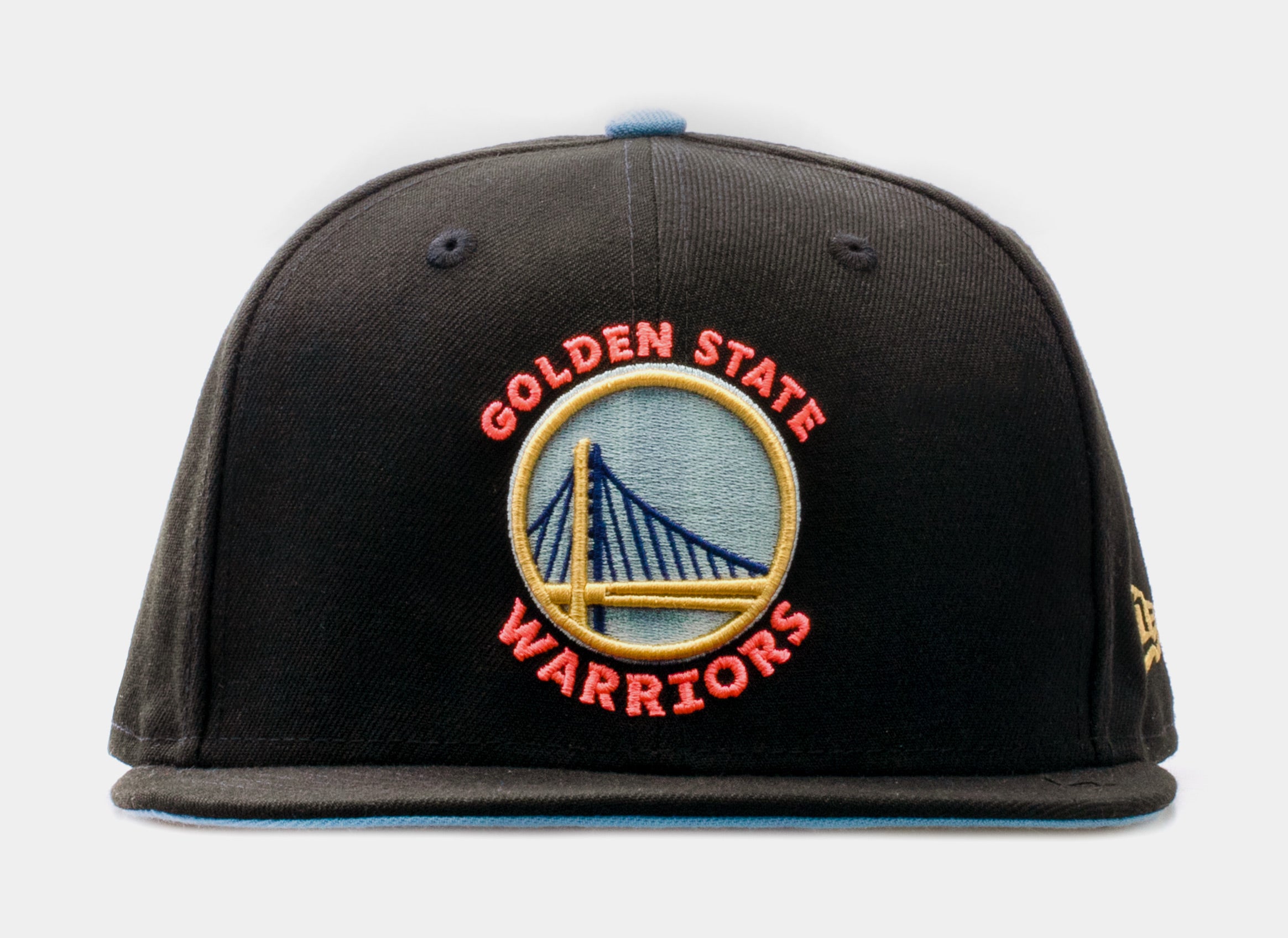 Golden State Warriors Fitted 59Fifty New Era Cap Hat 2 Tone Black