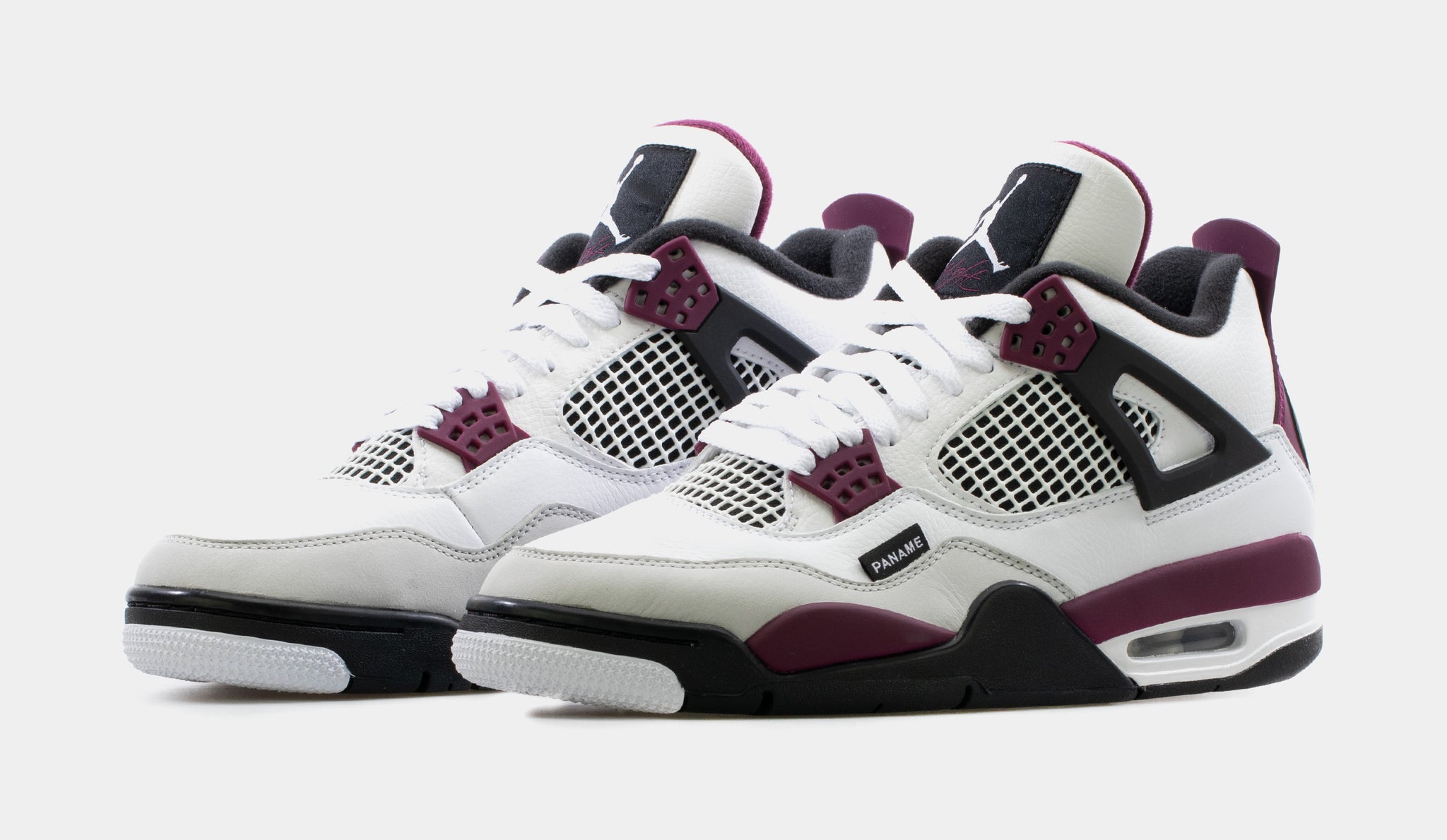 white and burgundy jordan 4