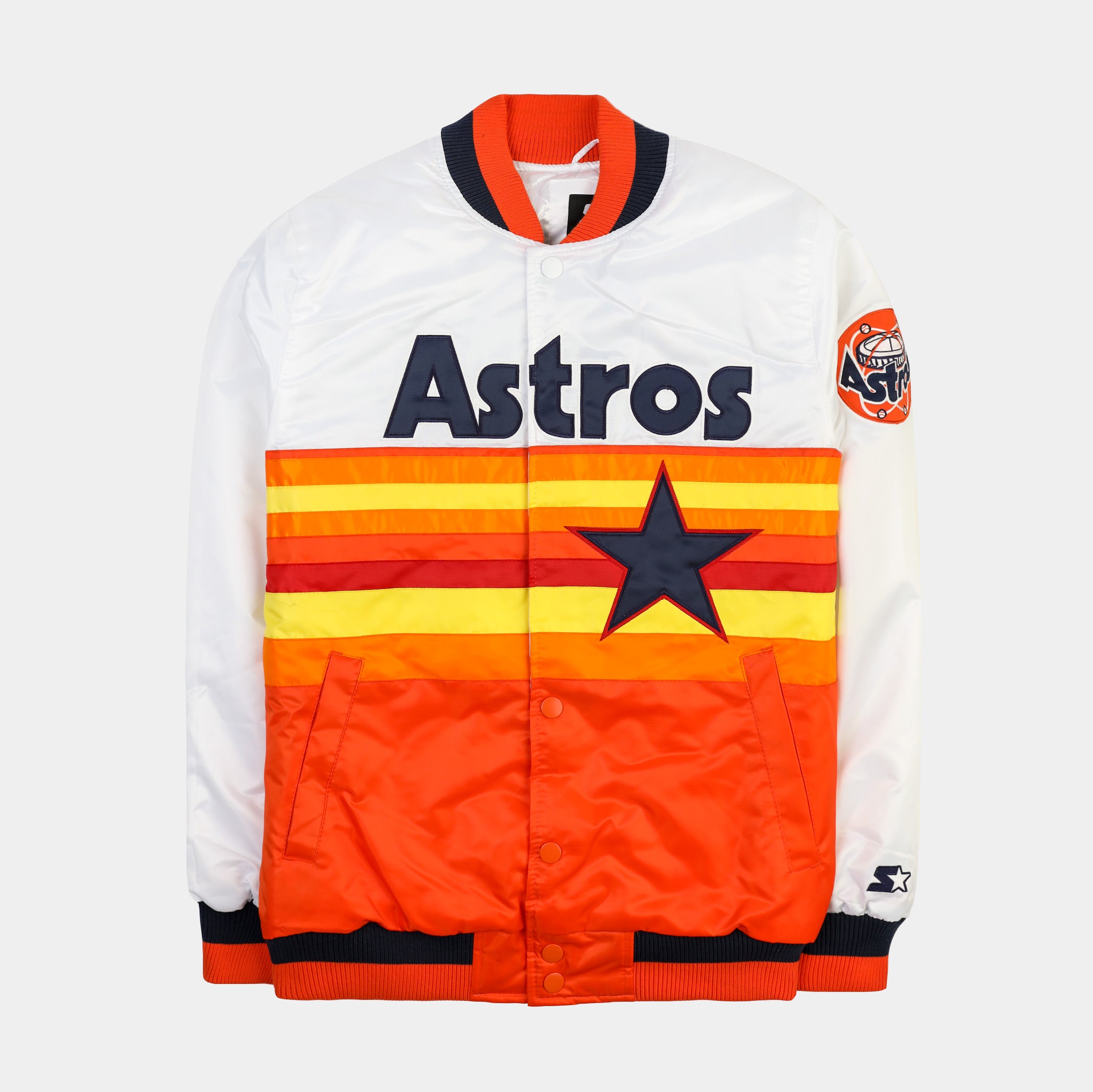 Houston Astros White and Orange Satin Jacket