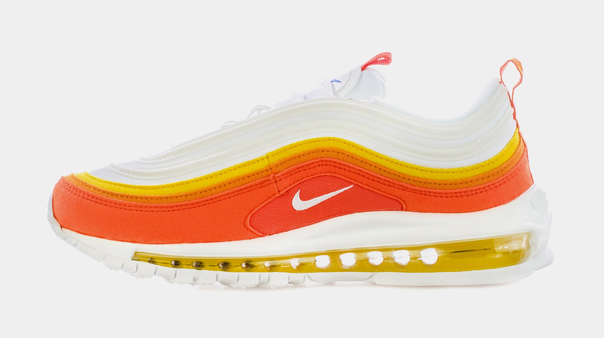 white and orange air max 97