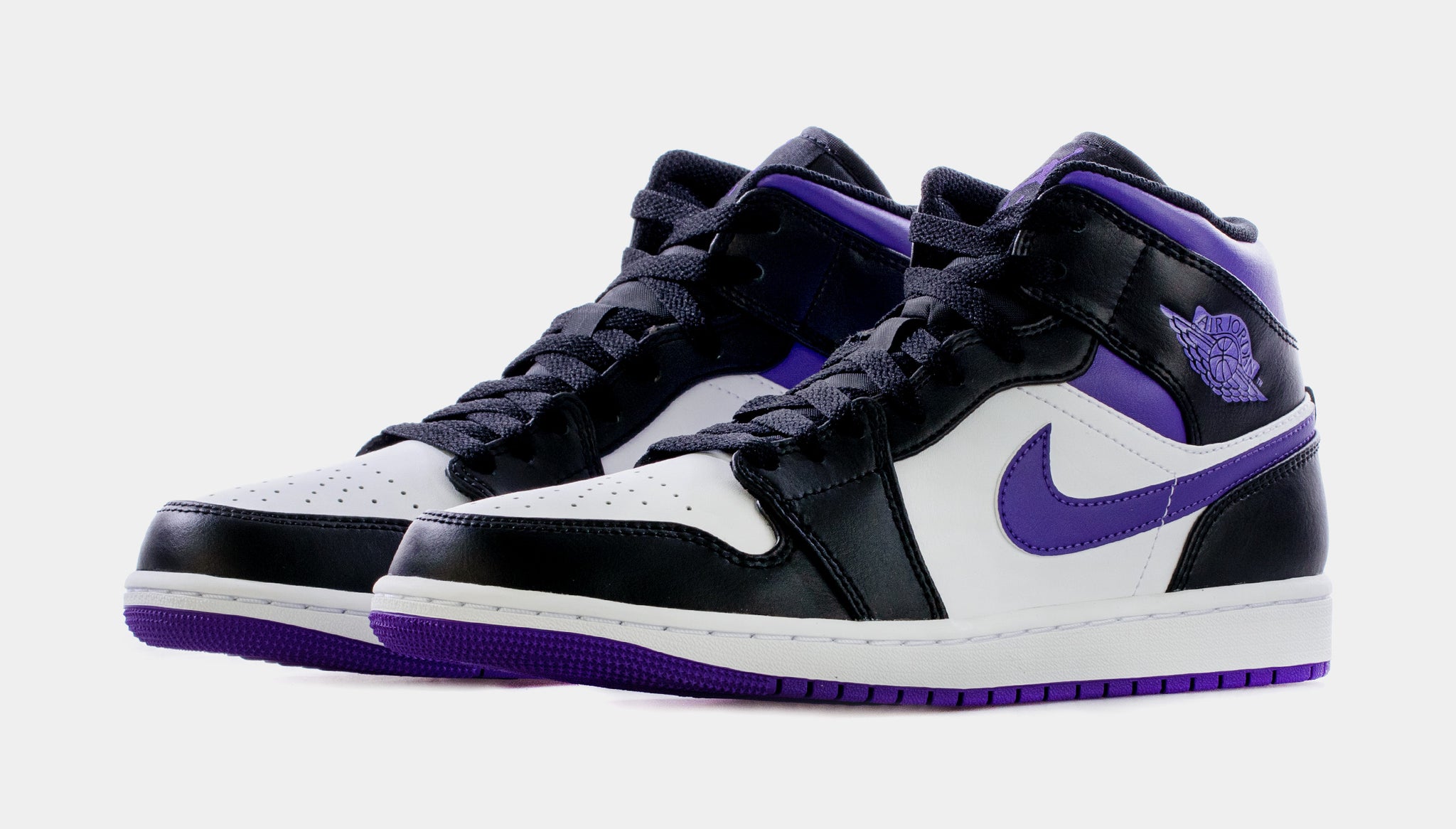 jordan 1 mid white court purple black