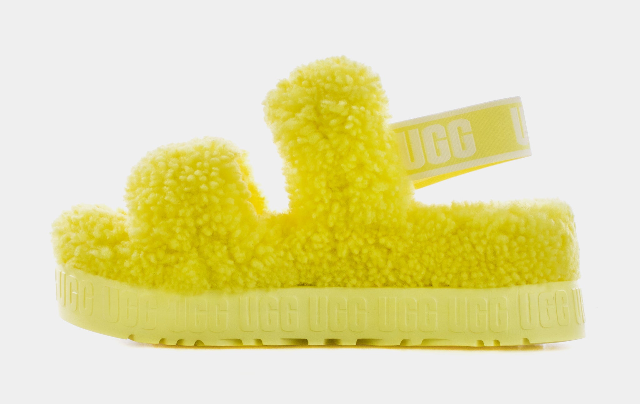 ugg fur slides yellow