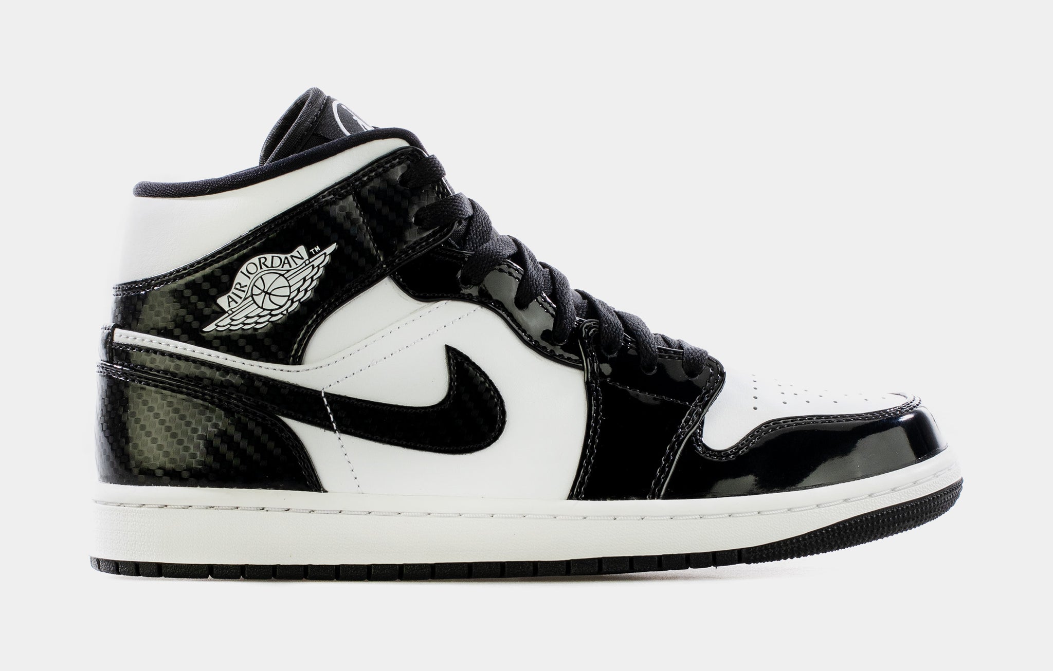 black and white shiny jordan 1