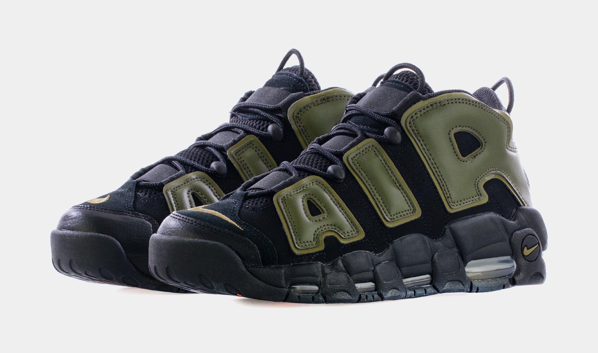 nike uptempo green and black