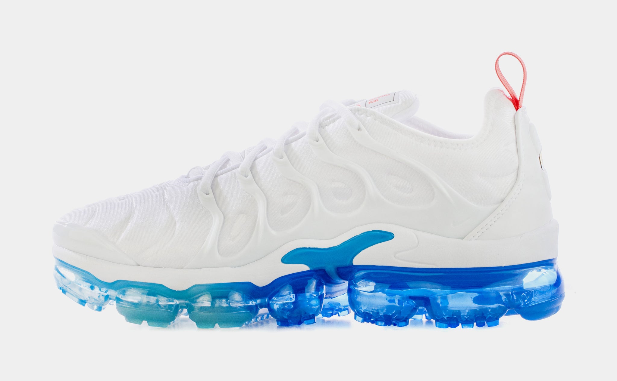 white and blue nike vapormax