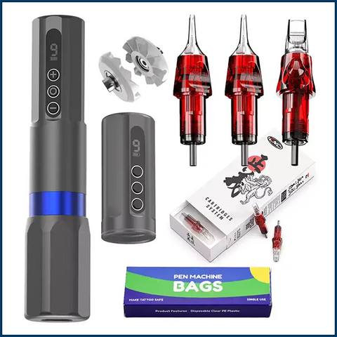 CNC CW2 Wireless Tattoo Pen Kit With 3 boxes POLICE Cartridges