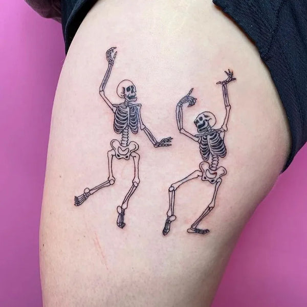 Dancing Skeletons Halloween tattoo