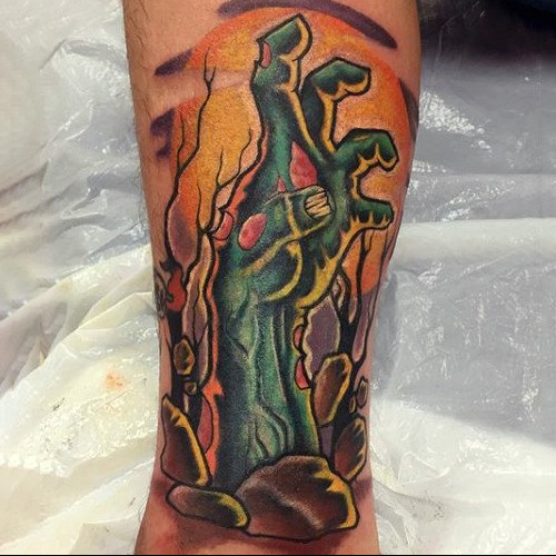 halloween zombie tattoo