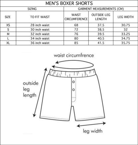 Mens Boxers Size Chart