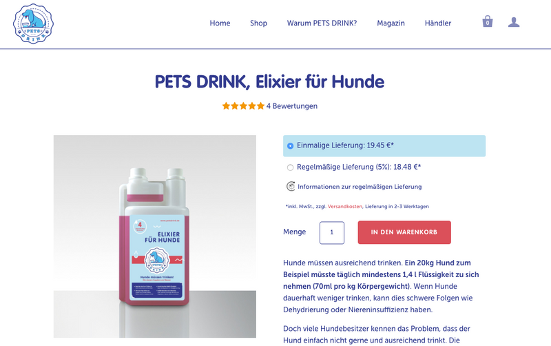 Abonnement im PETS DRINK Shop