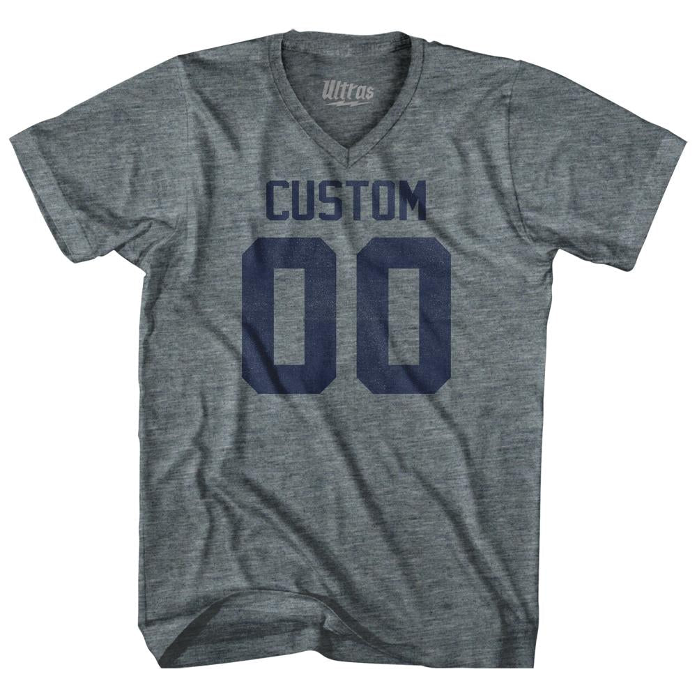 Custom Name and Number Adult Tri-Blend V-neck Jersey T-shirt