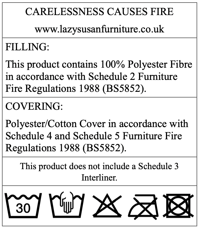 Our Garden Furniture Cushions Care Label