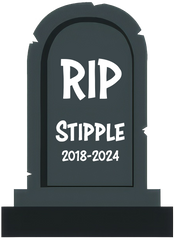 Tombstone with RIP Stipple 2018-2024