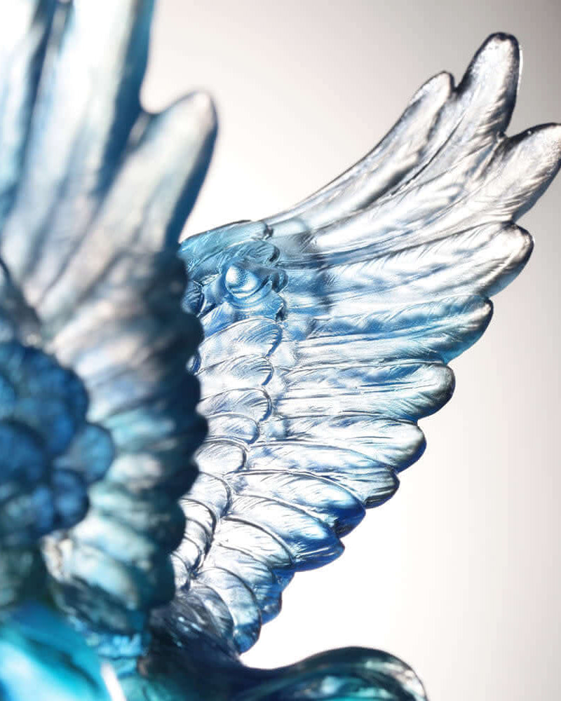 LIULI Crystal Art Blue Bird Aligned with the Light, I Soar