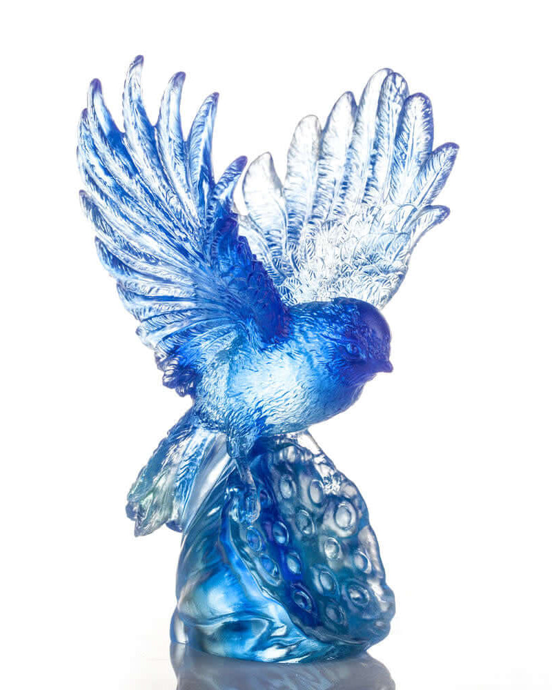 LIULI Crystal Art Crystal Humming Bird (Blue/Green)