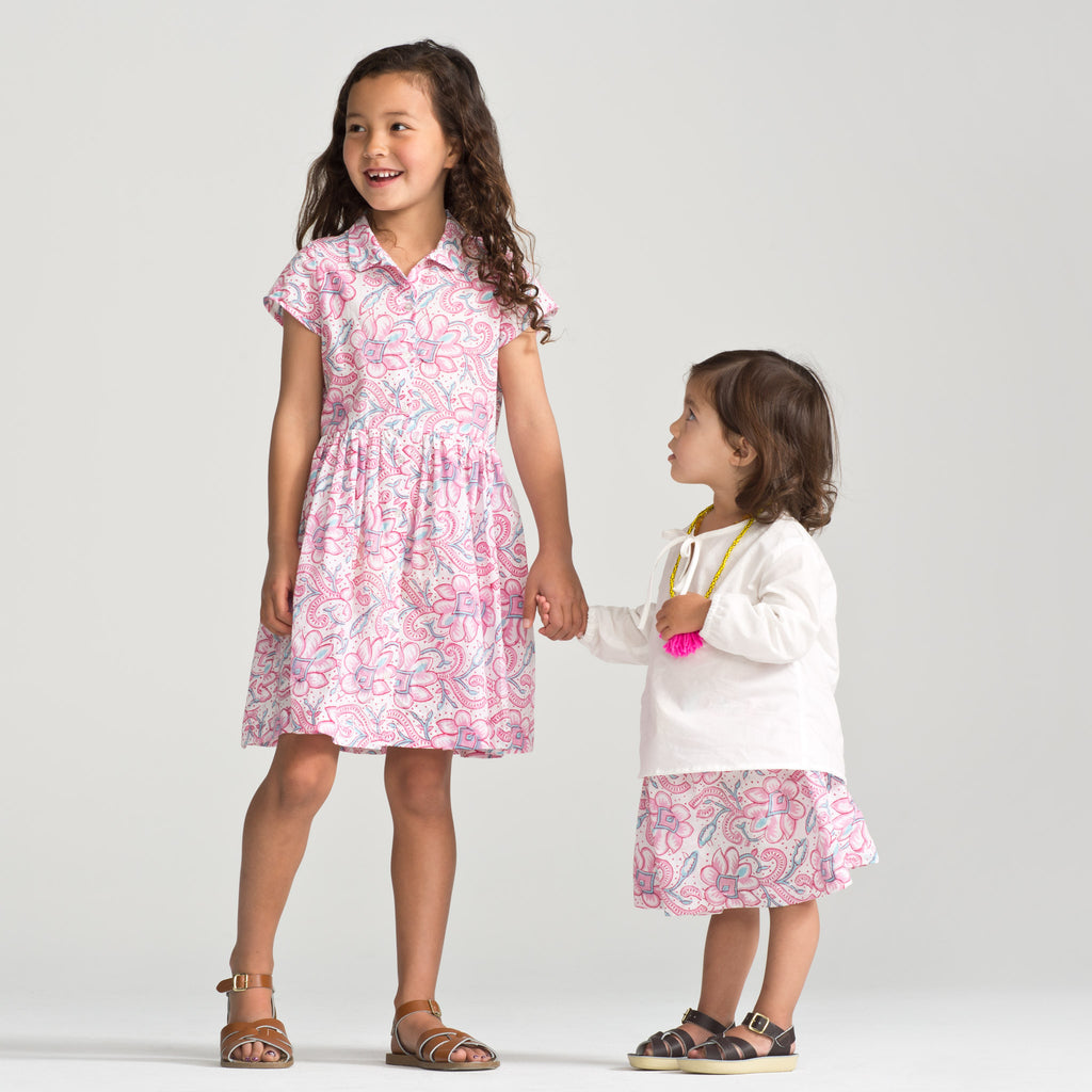 Button Dress Pink Floral – Over + Over Kids