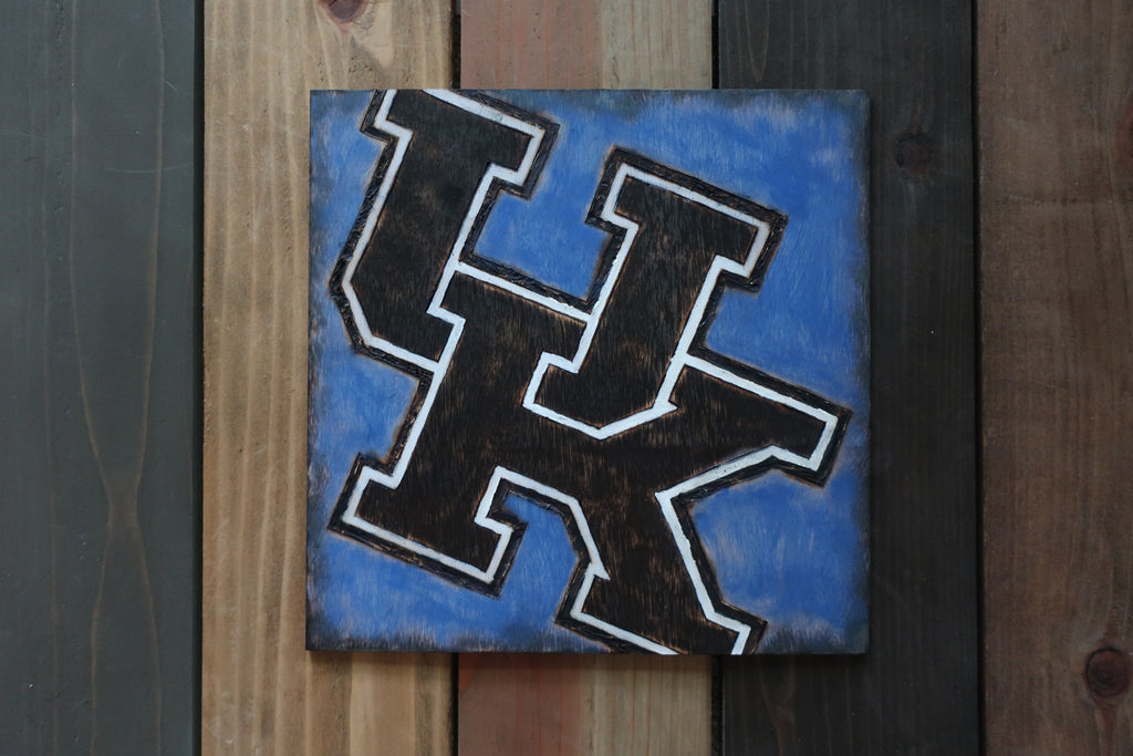 Stencil Stop - UK Wildcats Painted and Burned Wooden Sign