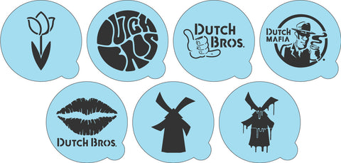 Representaciones de plantillas de café de Dutch Bros.