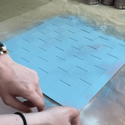 Peeling chess board stencil