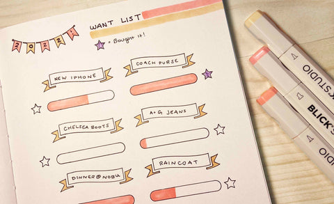 Wants and needs planning list for bullet journals