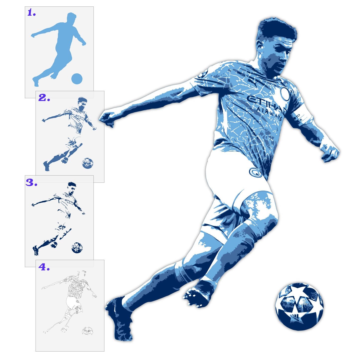 Kevin De Bruyne 4 Layer Stencil Set, Stencil Stop