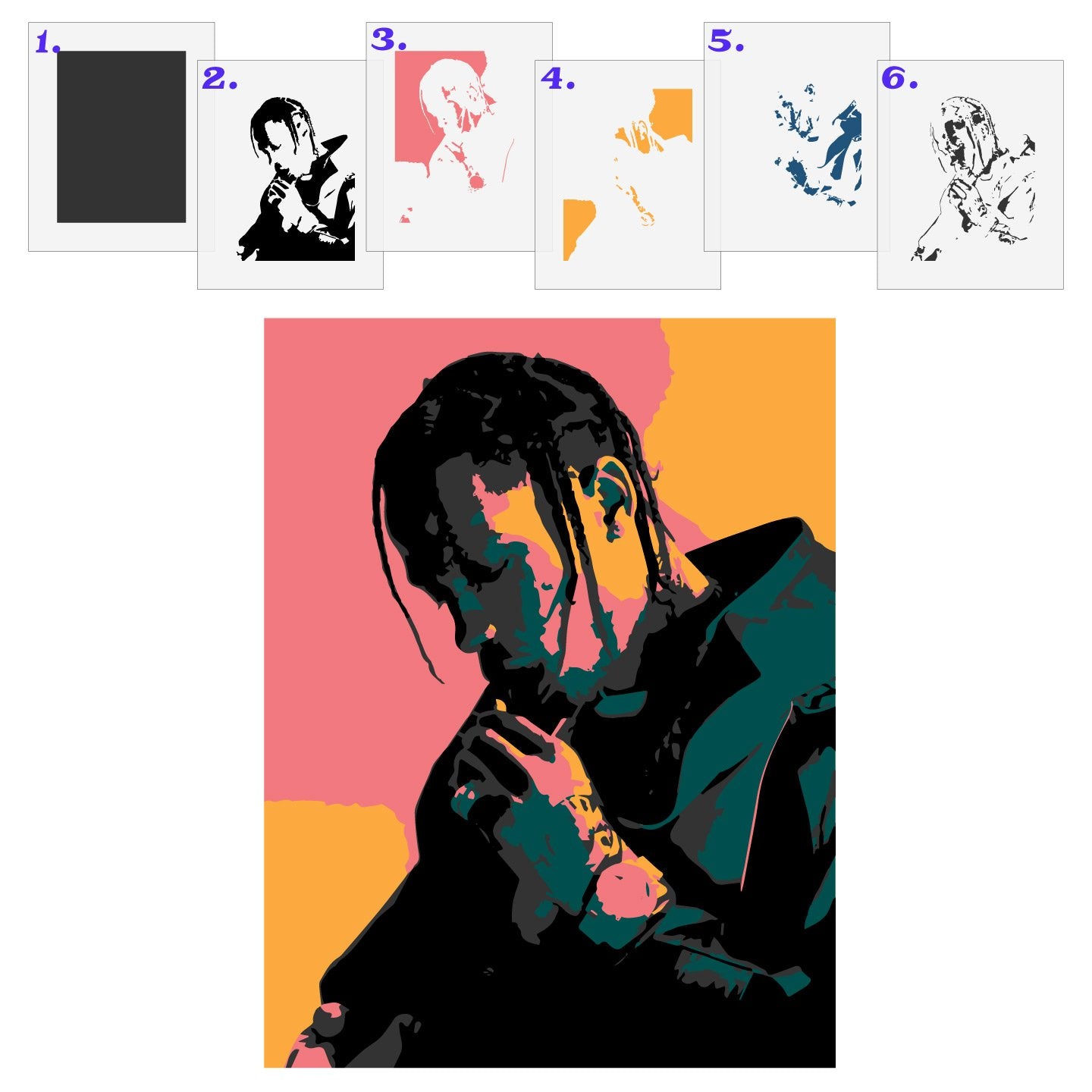 Travis Scott 6 Layer Stencil Set, Stencil Stop