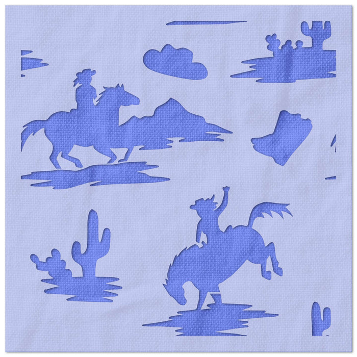 Western Cowboy Pattern Stencil 1152