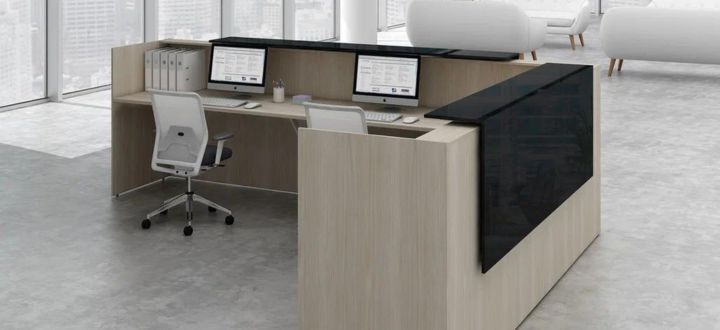 L-Shaped Reception Desk With Drawers