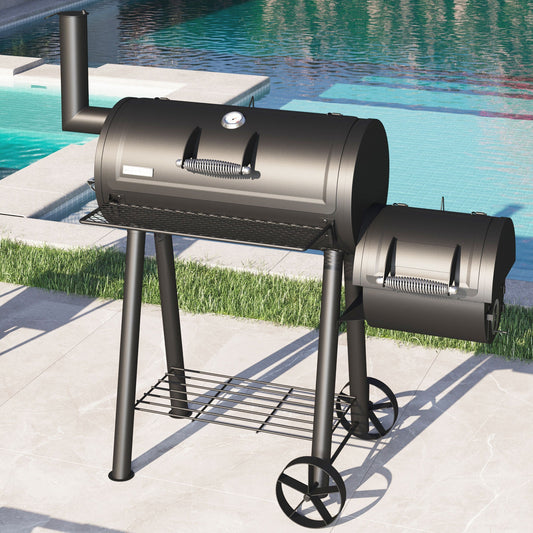 Zimtown BBQ Charcoal Grill Outdoor Barbecue Pit with Offset Smoker Patio  Backyard Black 
