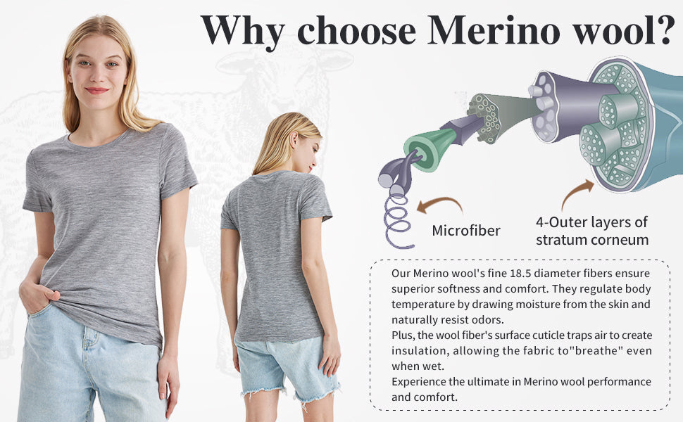 Merino-Protect-100-Australian-Merino-Wool-T-Shirt-Women Ebony Heather