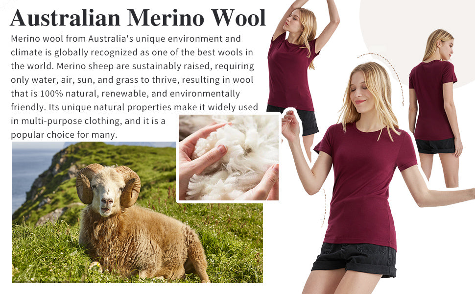 Merino-Protect-100-Australian-Merino-Wool-T-Shirt-Women dark red
