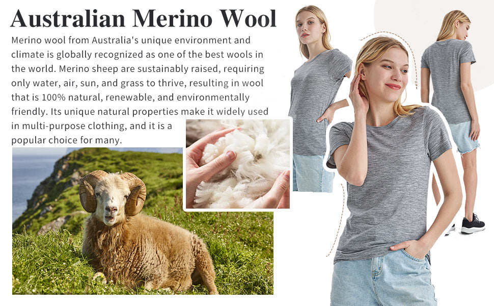 Merino-Protect-100-Merino-Wool-T-Shirt-Women-Soft-and-comfortable Ebony Heather