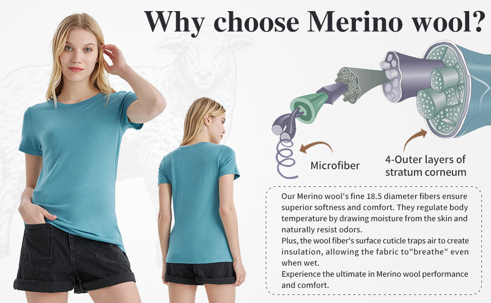 Merino-Protect-100-Merino-Wool-T-Shirt-Women-Soft-and-comfortable Teal